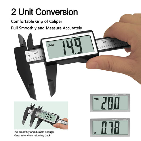 Kynup Digital Caliper Measuring Tool, 6Inch/150mm Micrometer Caliper with Large Screen for Mechanics, Jewelers,