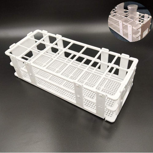 3 Packs Plastic Test Tube Rack, 21 Holes Holder for 30mm Test Tubes, White, Detachable