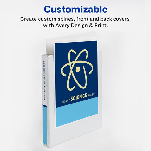 Avery Heavy-Duty View 3 Ring Binder with 1 Inch Rings, 5 Tab Easy Print & Apply Clear Label Dividers, Office Supplies
