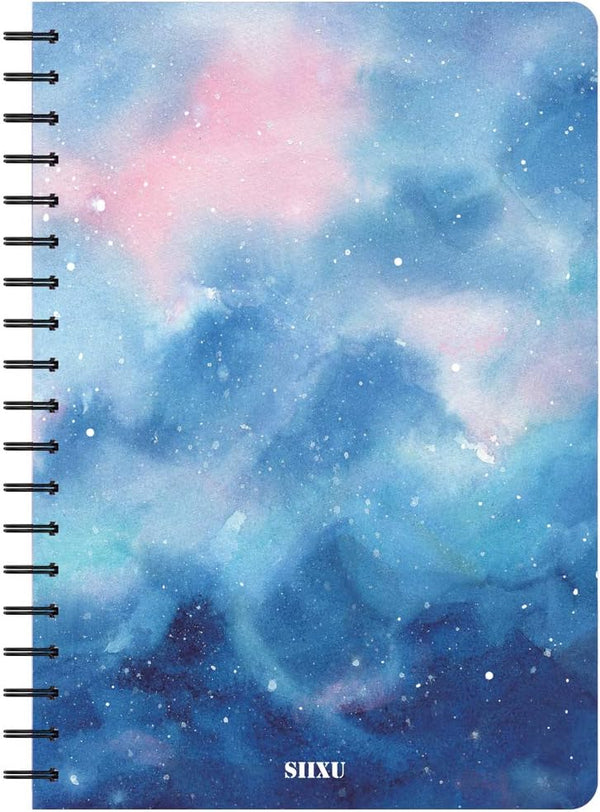 SIIXU Star Rover Journal - Spiral Color Notebook for Record/Idea/Meeting, Lined Paper, 136 Pages, Light Blue