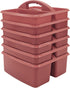 Teacher Created Resource Deep Rose Portable Plastic Storage Caddy 6-Pack, 3 Compartments for Classroom and Office