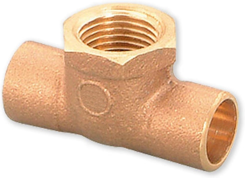 Everflow Supplies CCFT0001-NL C X C X F No Lead Cast Brass Tee Fitting with Solder Cups, 1"