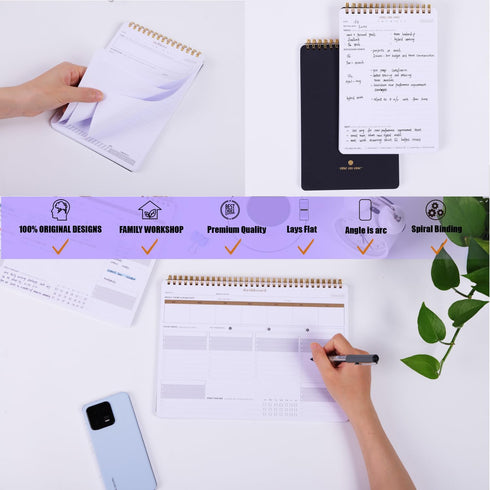 Productivity Notepad Suite - Bestselling Set of 3 Notebooks, Weekly Planner, Goal Setting & 1:1 Meeting Notes