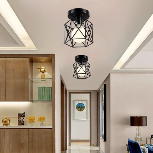 KOONTING Retro Vintage Industrial Flush Mount Ceiling Light, Mini Painting Metal Pendant Light Ceiling Light Fixture