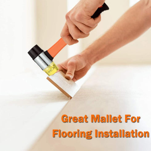 Rubber Mallet Hammer Double Faced Soft Mallet, 40mm Diameter with 10.4" Soft Fiberglass Handle