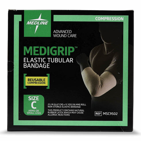 Medline Medigrip Elastic Latex Tubular Support Bandage, Size C (6.8 cm) for