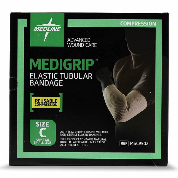 Medline Medigrip Elastic Latex Tubular Support Bandage, Size C (6.8 cm) for