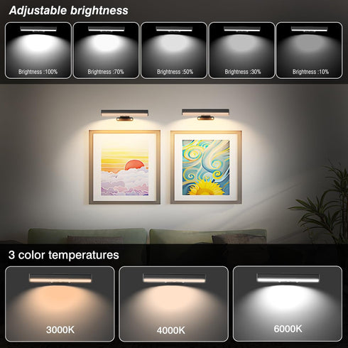 EUIOKUN 6Pack 3 Timer&Dimmable Wireless Picture Light for Wall Battery Operated Wall Sconces with Remote Lighting LED