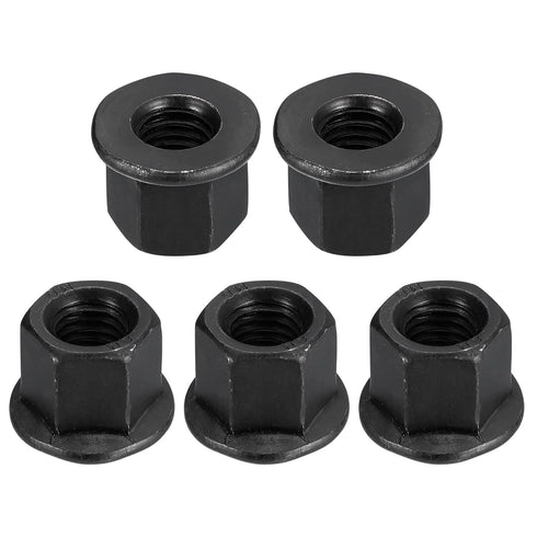 uxcell M12 Flange Hex Nuts, 5pcs Grade 10.9 Carbon Steel Black Oxide Finished