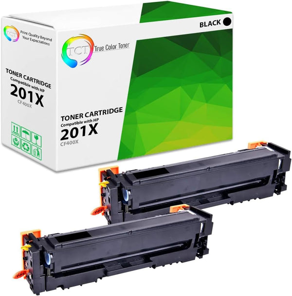 TCT Premium 2 Pack Compatible Toner Cartridge Replacement for HP 201X CF400X Black High Yield, 2,800 Pages