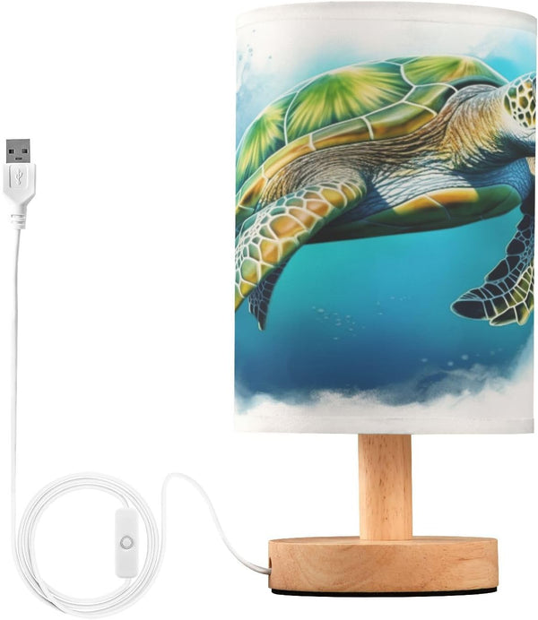 YETTASBIN Sea Turtle Bedside Table Lamp, Small LED Desk Light USB Nightstand Lamp