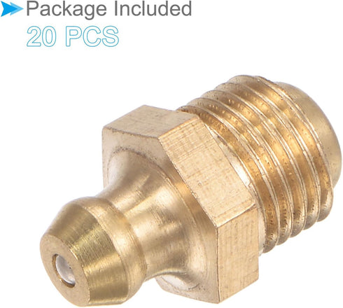 Brass Straight Grease Fitting M10x1mm Metric Hydraulic Grease Nipple - 20 Pieces for Replacing Missing Oil Fitting