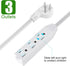 3 Outlet Power Strip, Low-Profile Flat Plug Adapter - SPT-3 16AWG Power Cable Wire, 1FT, ETL Listed White