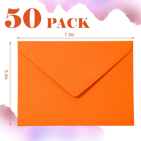 Whaline 50Pcs A7 Burnt Orange Invitation Envelopes Set V-Flap Gift Card Sleeves for Fall Mailing