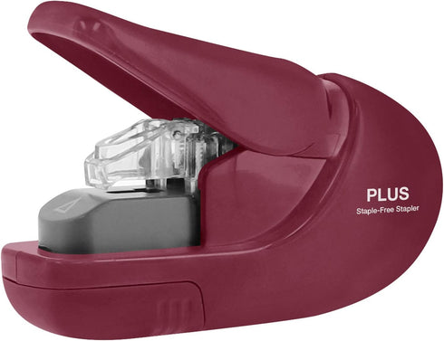 Plus Paper Clinch Compact Staple, Burgundy Wine, Staple Free