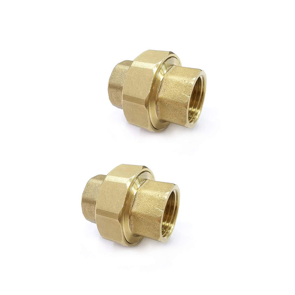 Aolemi Brass Pipe Fitting Coupling, 1/2" x 1/2" Female Pipe Fittings Union, 2 PCS NPT Female Fitting Threads Adapter