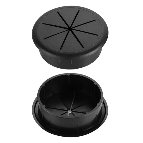 HYCC 2 Pack 2-3/8 Inch Flexible Desk Grommet, Organize Wires and Cables Effectively, Color: Black