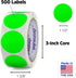 ChromaLabel 1.50 Inch Round Label Removable Color Code Dot Stickers, 500 Labels per Roll, Fluorescent Green Inventory
