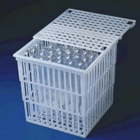 Bel-Art Products F18737-0010 Polypropylene Scienceware Test Tube Basket with Lid, 5" x 4" x 4" Size