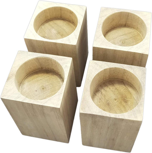 KDDEON Set of 4 Solid Wood Furniture Raised Legs,Round Slotted Bed Legs,24 Sizes,Wood