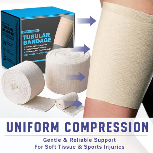 4.5" 11 EVERLIT Elasticated Tubular Support Bandage | Stockinette Tubing for Large Arm, Knees, Legs | Light to Moderate