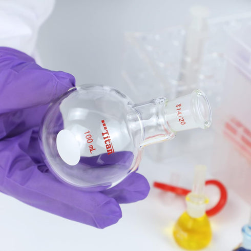 100mL Single Neck Lab Boiling Flasks - Borosilicate Glass with 14/20 Standard Taper Outer Joint