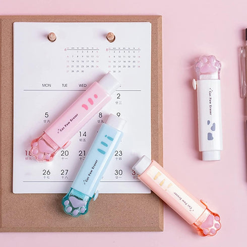 Cat Paw Shaped Retractable Erasers, Traceless Push-Pull Rubber for Kids, Cute Eraser for Students, Writing Office