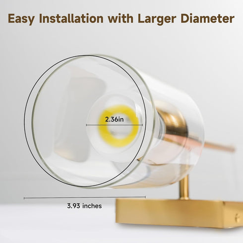 E26 CRI90 Bulb AUGE LIGHT Gold Wall Light, Brushed Bathroom Vanity Light with Clear Glass Shade, Bathroom Sconces