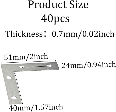 pson 40Pcs 2 2 Inch x L-Shape Corner Brackets, Right Angle Metal Corner Braces for Furniture Repair, Shelf Support