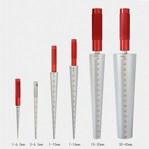 Noteflora 1Pcs 1-6.5mm 30-45mm 0.1mm Scale(1-6.5mm) Stainless Aperture Ruler Taper Gauge, Conical Feeler Gauge Taper