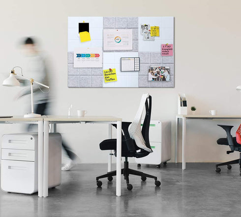 Large 11.8"x11.8" Felt Board Tiles, Pack of 6 with 30 Push Pins, Notice Boards for Home Office Kitchen