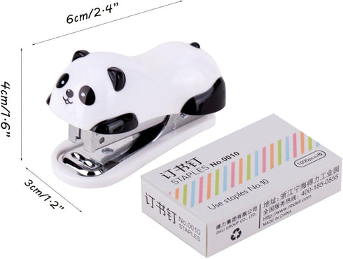 Mini Cartoon Panda Stapler Set - Office Desktop Stationery for Students