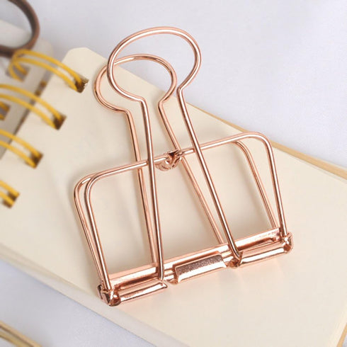 Rose Gold Hollow Out Metal Wire Binder Clips - Large 51mm, Pack of 12