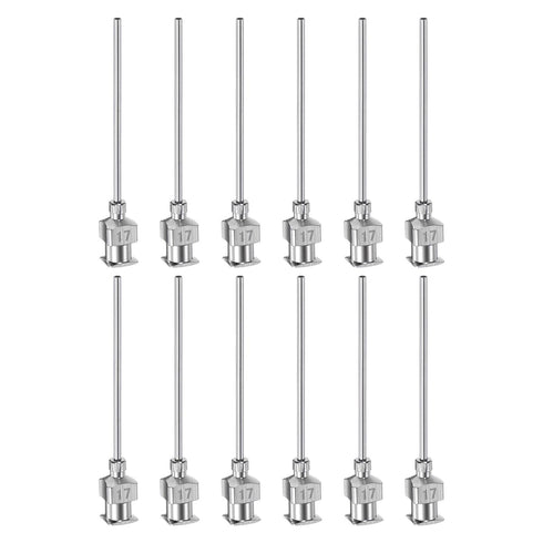 12pcs 17Gauge Stainless Steel Dispensing Needles, 1 1/2" Blunt Tips Luer Lock for Glue, Ink, Thick Liquids, Lab Use