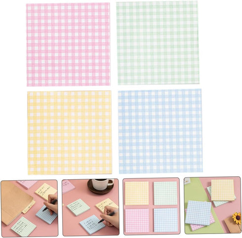 STOBOK 4 Plaid Element Sticky Page Markers - Grid Writing Notepad Memo Stickers, Small Note Pads for Portable Student