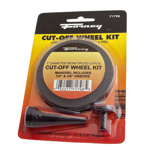 Forney 71798 Cut-Off Wheel Kit, 5-Piece, 3-Inch-by-1/32-Inch, 1/4-Inch Shank Mandrel