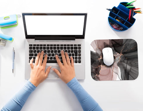 Small Mouse Pad, Rose Gold Marble Design for Laptop, Personalized Portable Travel Mousepad for Wireless Mouse