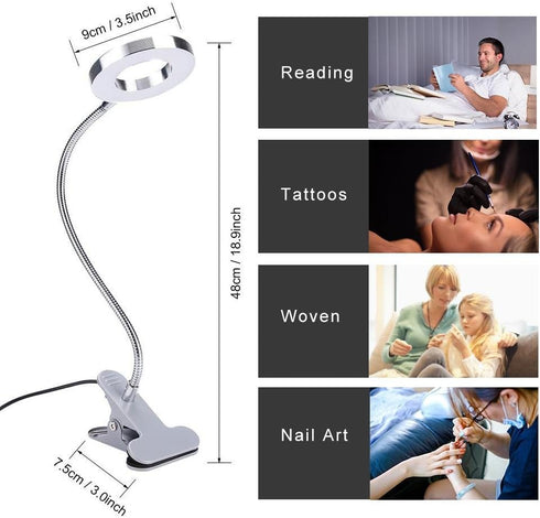 ZJchao Clip on Light, Makeup LED Lamp for Eyebrow, Lip, Beauty Salon, Desktop Reading Light with Clip