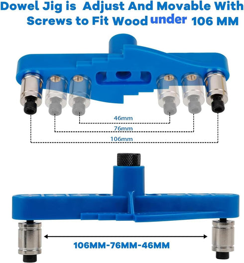 74 PCS Handheld Dowel Jig Kit, 2 in 1 Center Scriber Line Doweling Hole Jig for Woodworking
