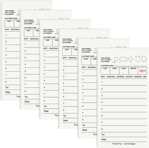 6 Pack Server Note Pads, Natural Guest Checks Books for Servers, Server