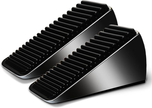 Strongest Heavy Duty Door Stoppers, Tall Door Stop Wedge, Zinc Alloy and Silicone, Suits Any Heavy Door, 2 Black
