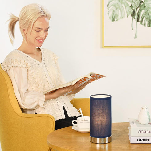 Lampwell FION Small Table Lamp for Living Room, Modern Night Table Lamp, 3.94 H8.27IN, Dark Blue (Bulb Excluded)