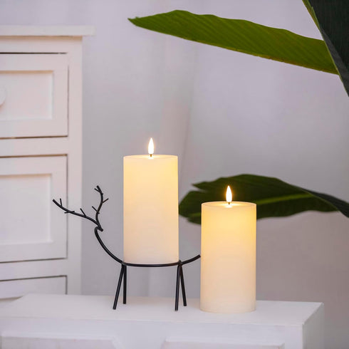 Set 2 (3x6 inch) Dimmable volnyus Flameless Candles of Flickering LED Wax Candles Battery Operated with Remote Control