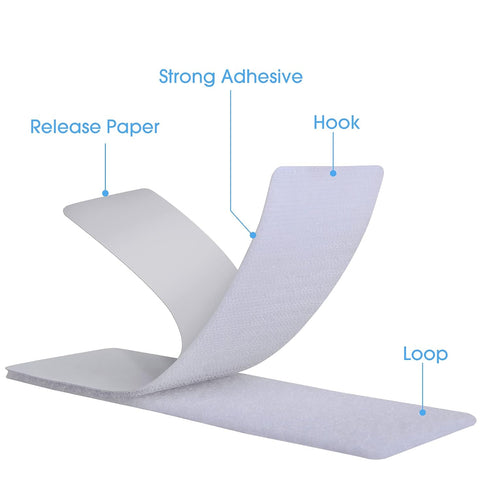 Self Stick Hook Loop Fasteners, 1.5 x 2.4 Inch, 16 Sets Double Sided Wall Hanging Strips with Adhesive Tape
