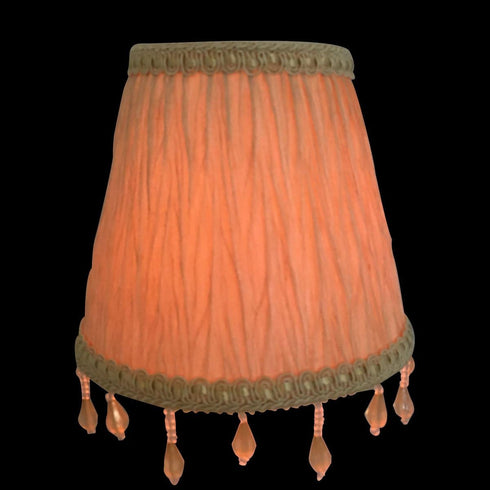 CSO-1035-5BG 3 5 4.5, Royal Designs, Inc. Beaded Ruche Pleat Empire Chandelier Shade with Designer Trim, x x Beige