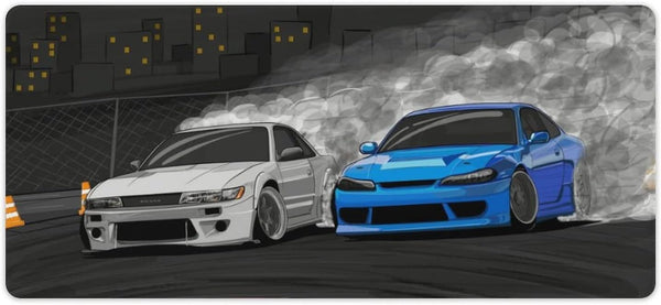 Large Gaming Mouse Pad, Drifting S13 and S15 JDM Car Desk Mat, Extended Keyboard Computer Pad, 40x90cm