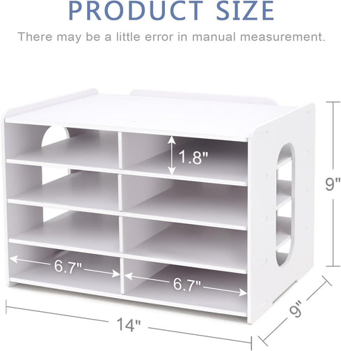SONGWAY Desktop Mail Sorter Organizer, Small File Organizer with 8 Compartments for Desk, Ink Pad Storage