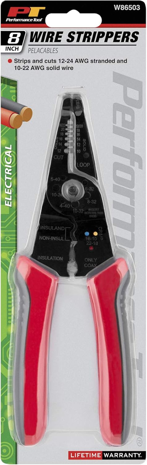 Performance Tool W86503 8-Inch Multi-Wire Cutter, Stripper and Pliers for 10-20 AWG Wire