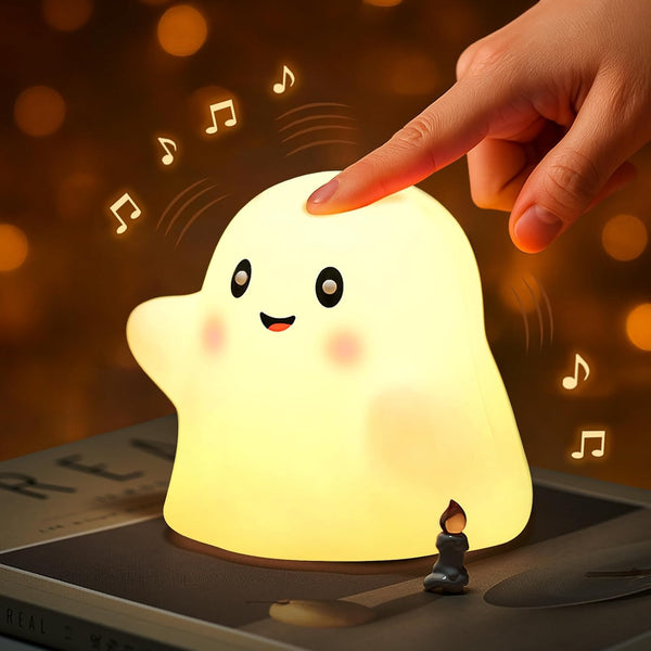 nextanG Cute Ghost Night Light for Kids, Rechargeable Silicone Bedside Night Light with
