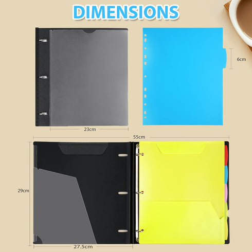 WOT All-in-one Telescoping Binder Notebook 2PCS, Refillable 3 Ring Binder with Customized Cover, 60 Sheets, Black